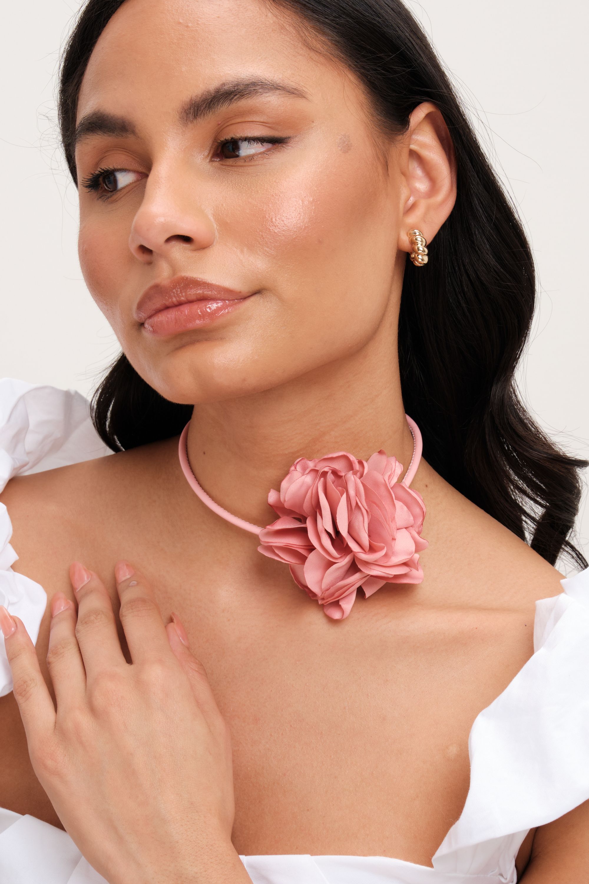 Mood Gold Pink Flower Corsage Necklace image 3