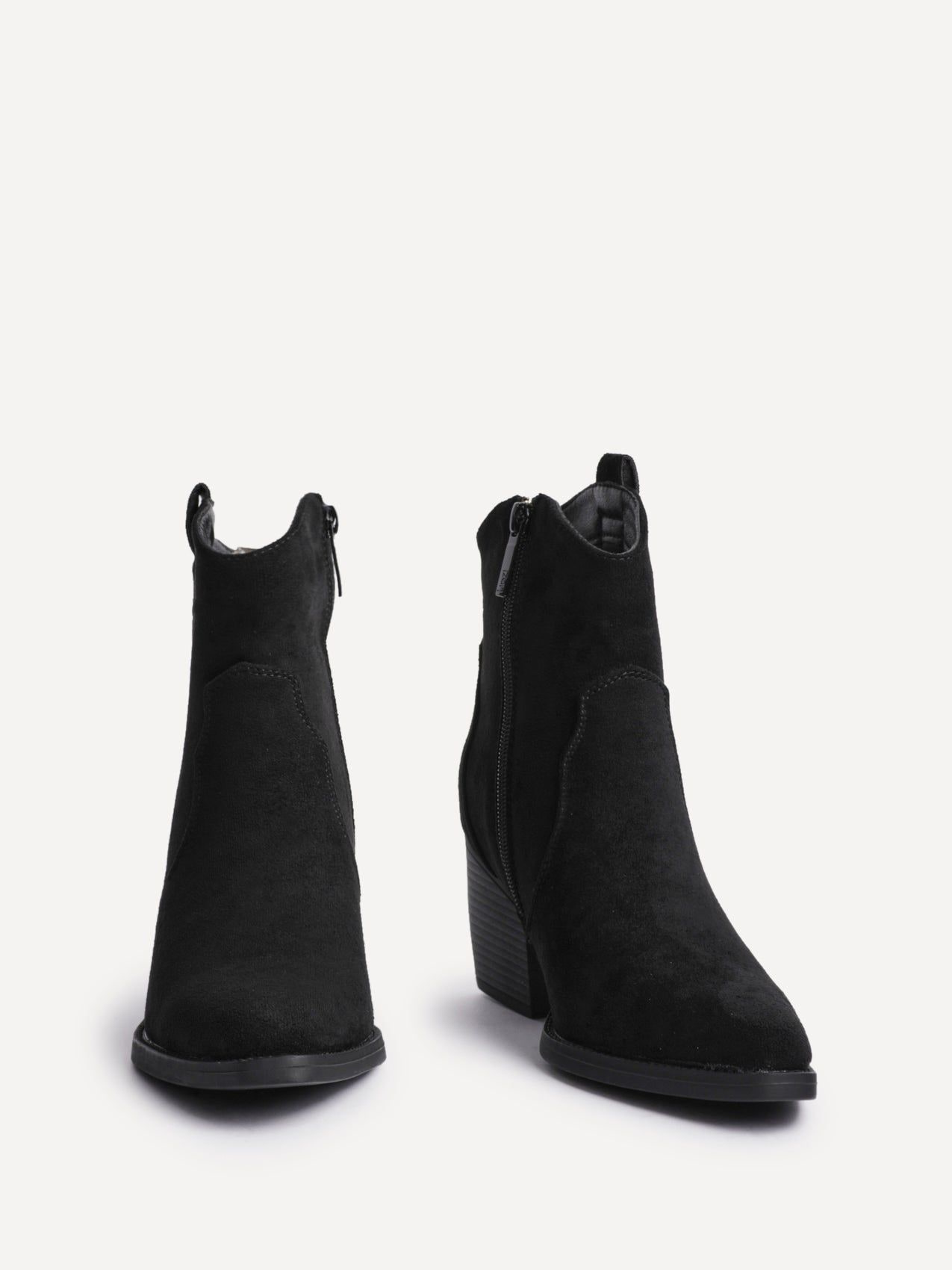 Linzi Jessie Black Faux Suede Western Ankle Boot image 3