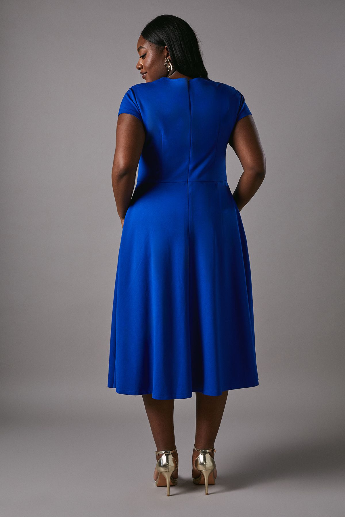 Coast Plus Ponte Midi Dress With Square Neckline Cobalt image 5