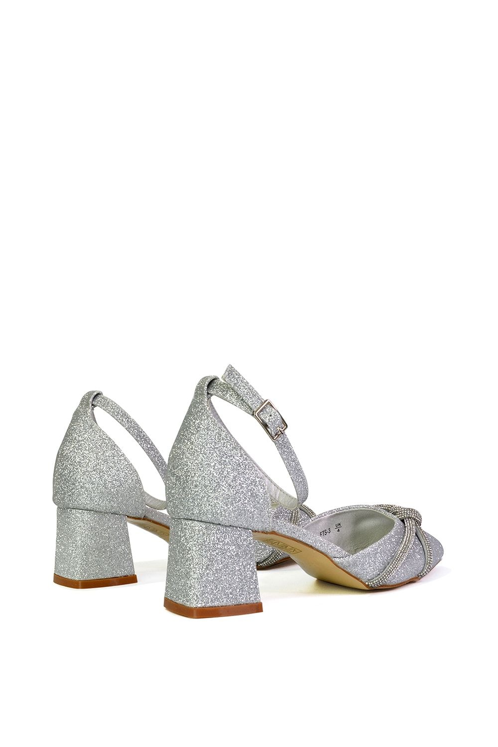 XY London 'Sarah' Ankle Strap Pointed Toe Diamante Mid Block Heels image 5