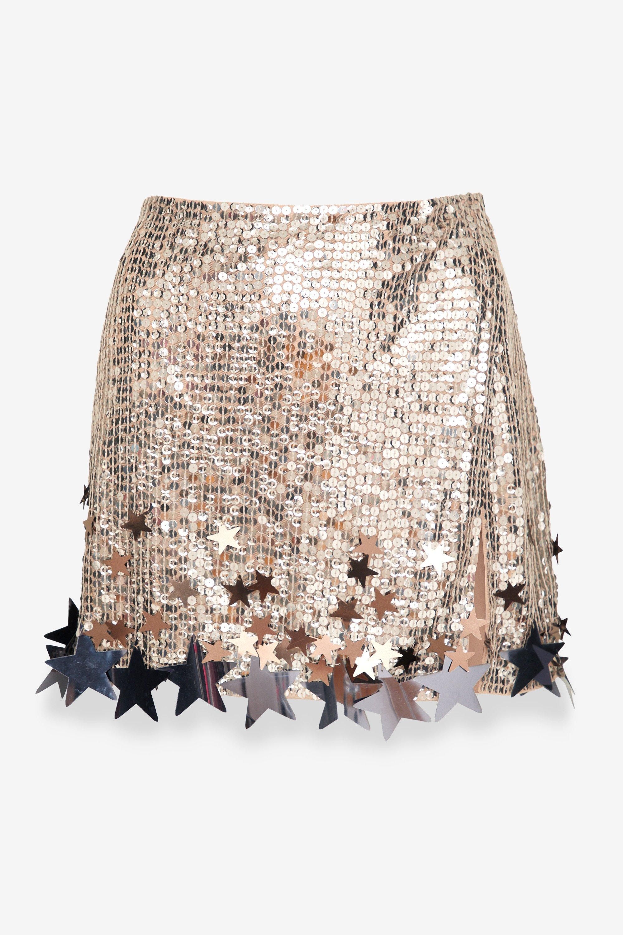NastyGal Limited Embellished Star Trim Mini Skirt Co-ord Silver image 4