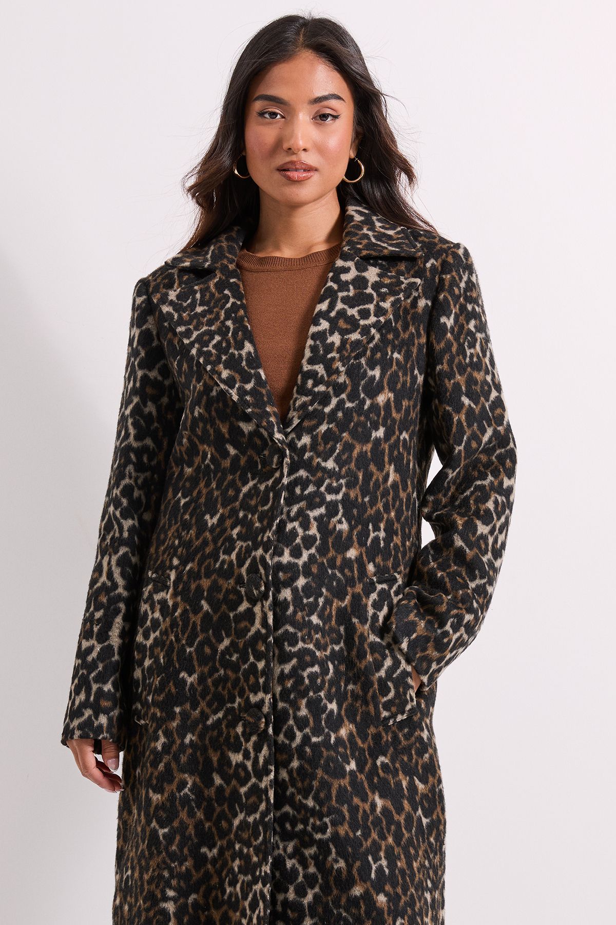Dorothy Perkins Petite Animal Wool Midi Coat Animal image 2