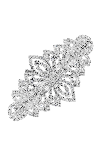 Mood Silver Ornate Crystal Hair Clip