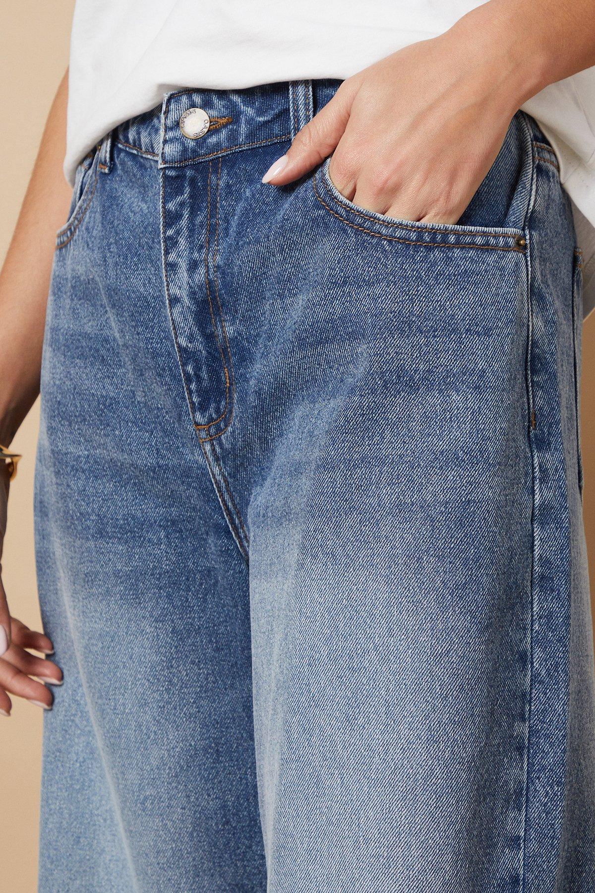 Oasis Denim Straight Leg Jean With Rips Vintage Blue image 5