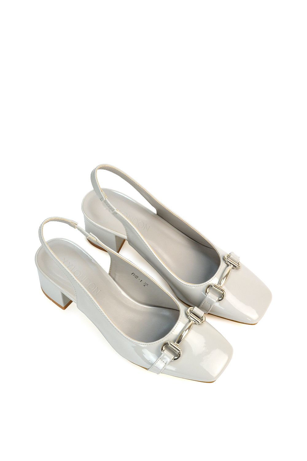 XY London 'Selena' Square Toe Slingback Mid Block Heel Ballet Court Shoes image 4