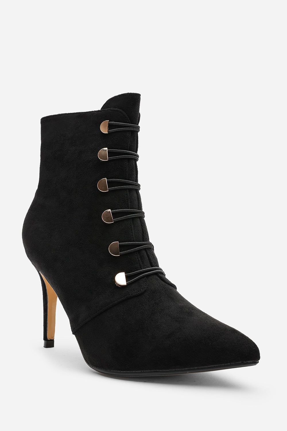 Where's That From 'Jodie' Suede Stiletto Heel Ankle Boots With Gold Detail image 4