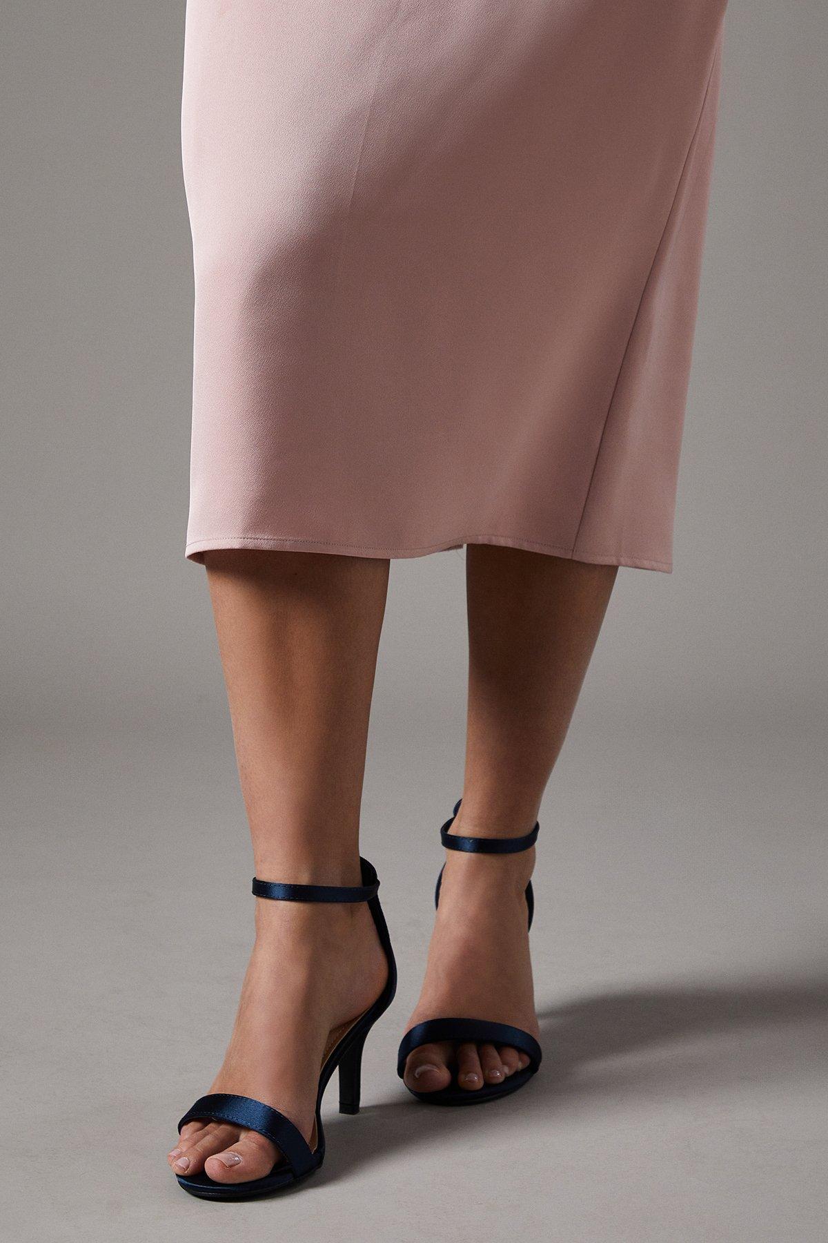 Coast Wide Fit Trinnie Satin Barely There Stiletto Heeled Sandals Navy image 2