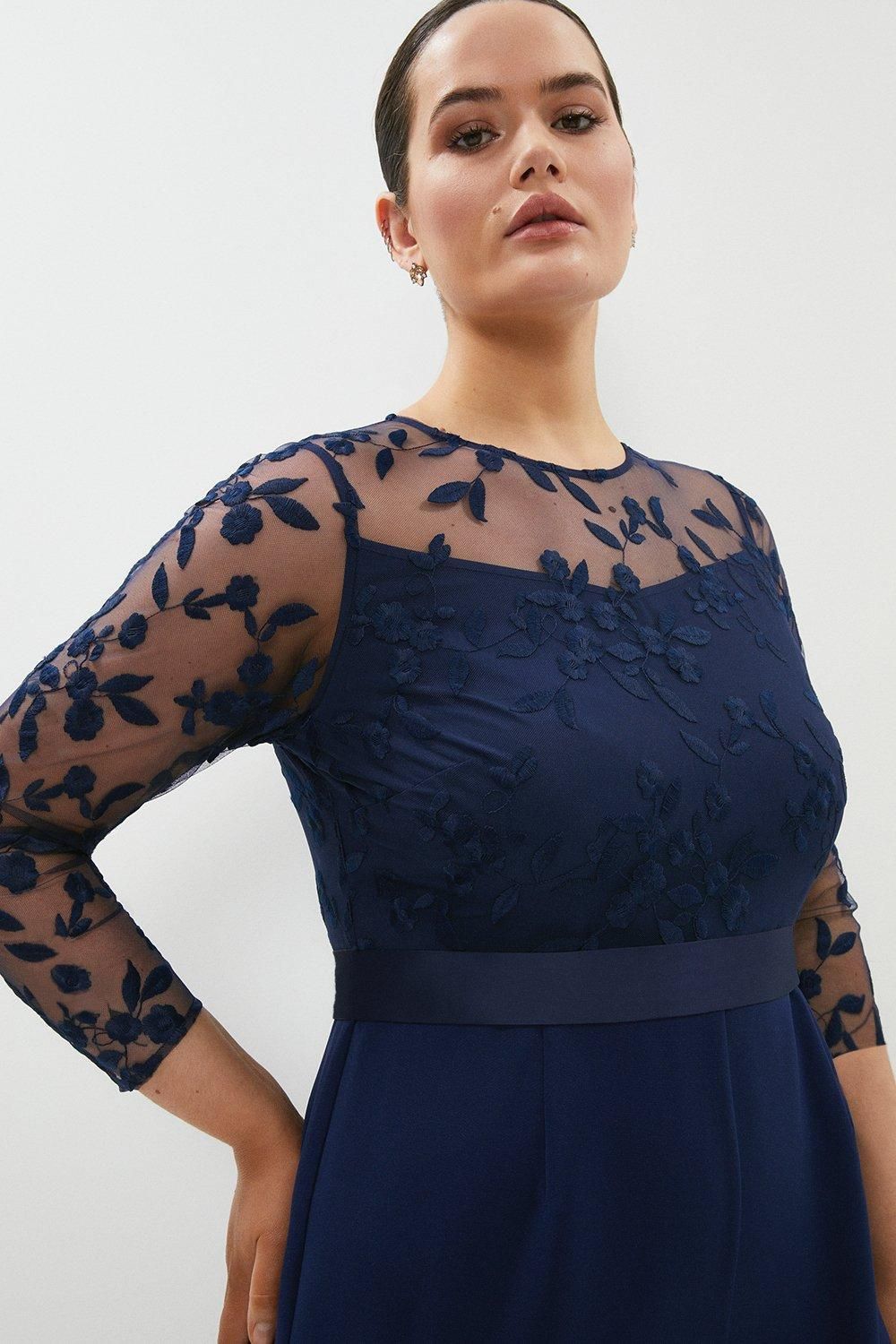 Coast Plus Size Embroidered Top Wide Leg Jumpsuit Navy image 1