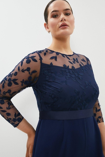 Coast Plus Size Embroidered Top Wide Leg Jumpsuit Navy