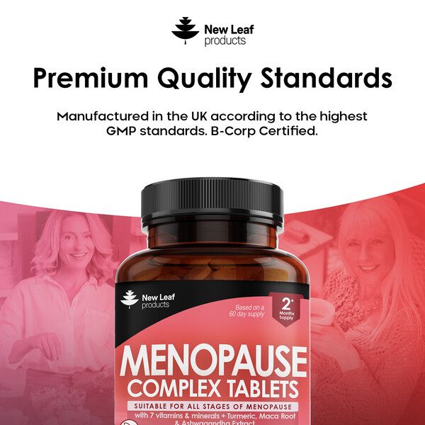 New leaf health Menopause Supplements for Women Enriched with Turmeric, Ashwagandha & Maca Extract 120 Tablets image 5