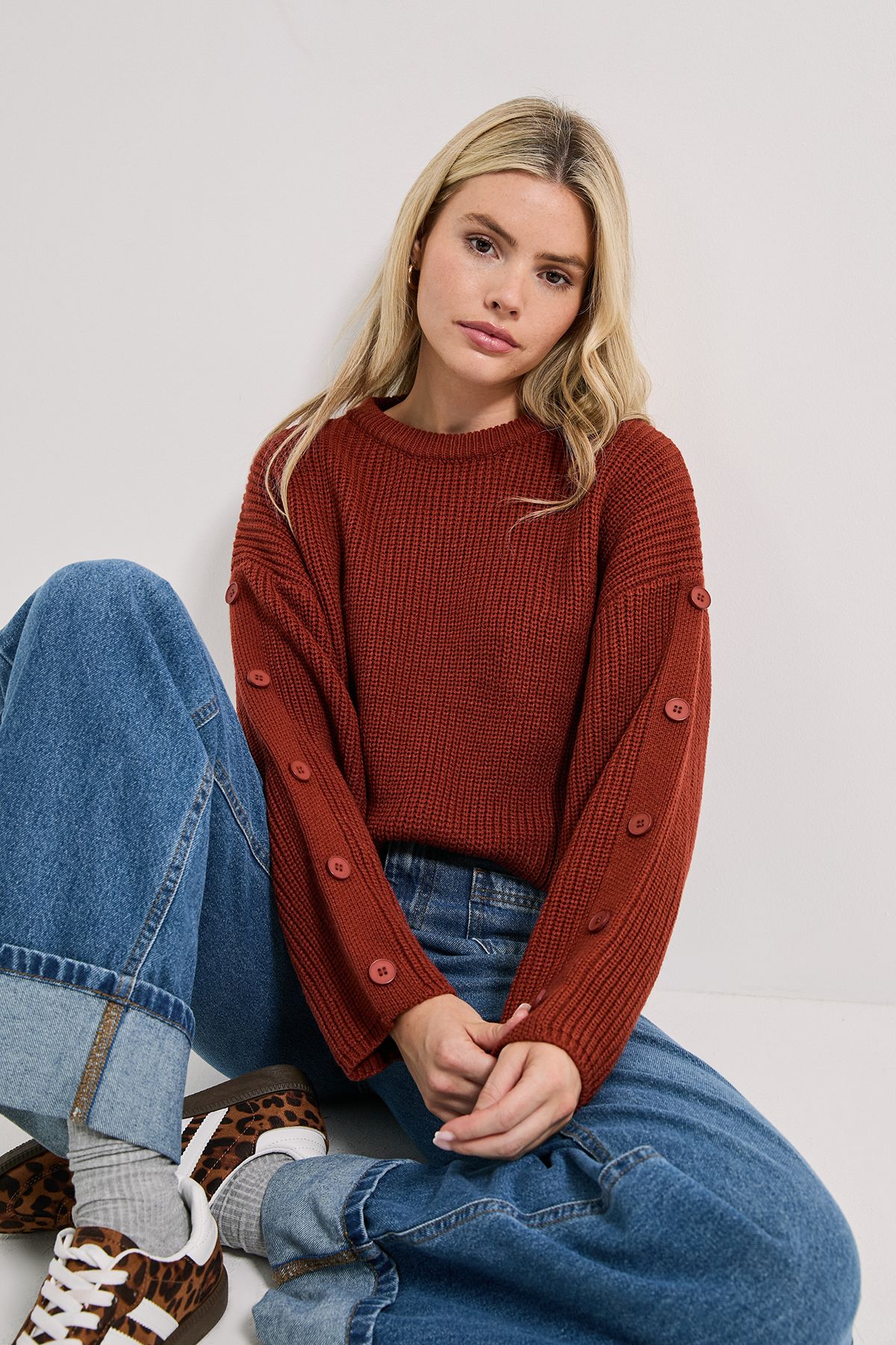 Dorothy Perkins Button Overarm Jumper Orange image 4