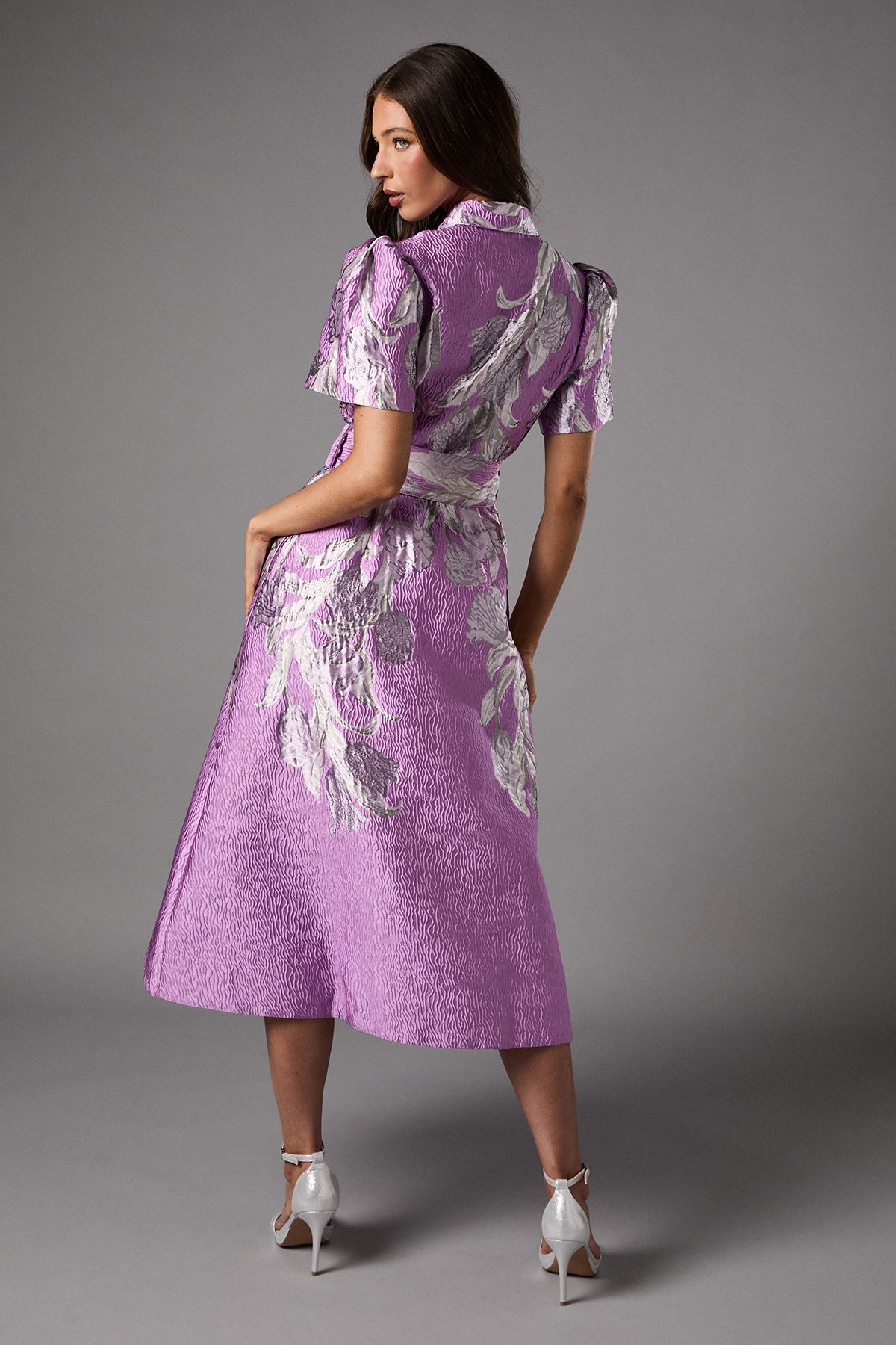 Coast Belted Jacquard Shirt Dress Purple image 3