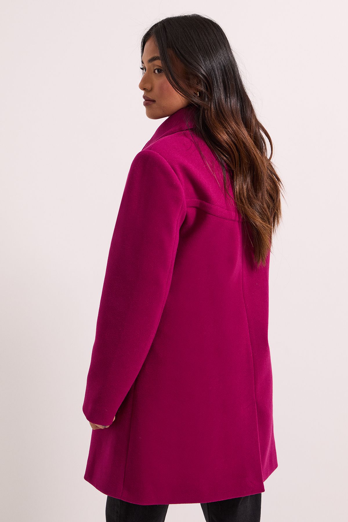 Dorothy Perkins Petite Short Faux Wool Dolly Coat Pink image 4