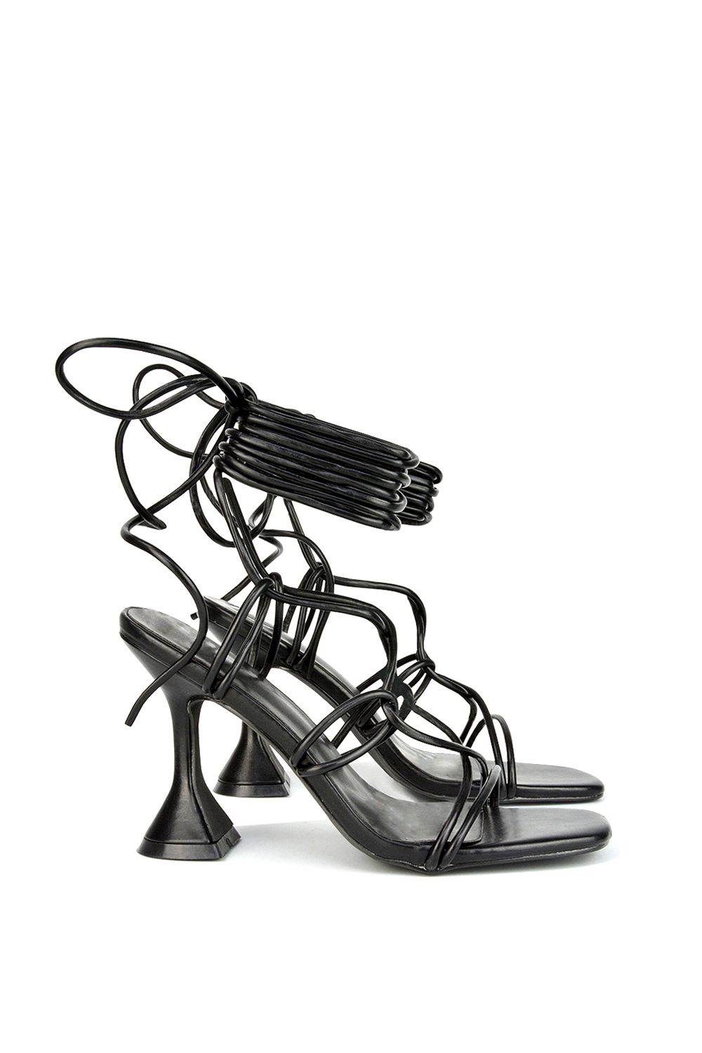 XY London 'Briar' Lace up Square Toe Sculptured Mid High Heels image 3