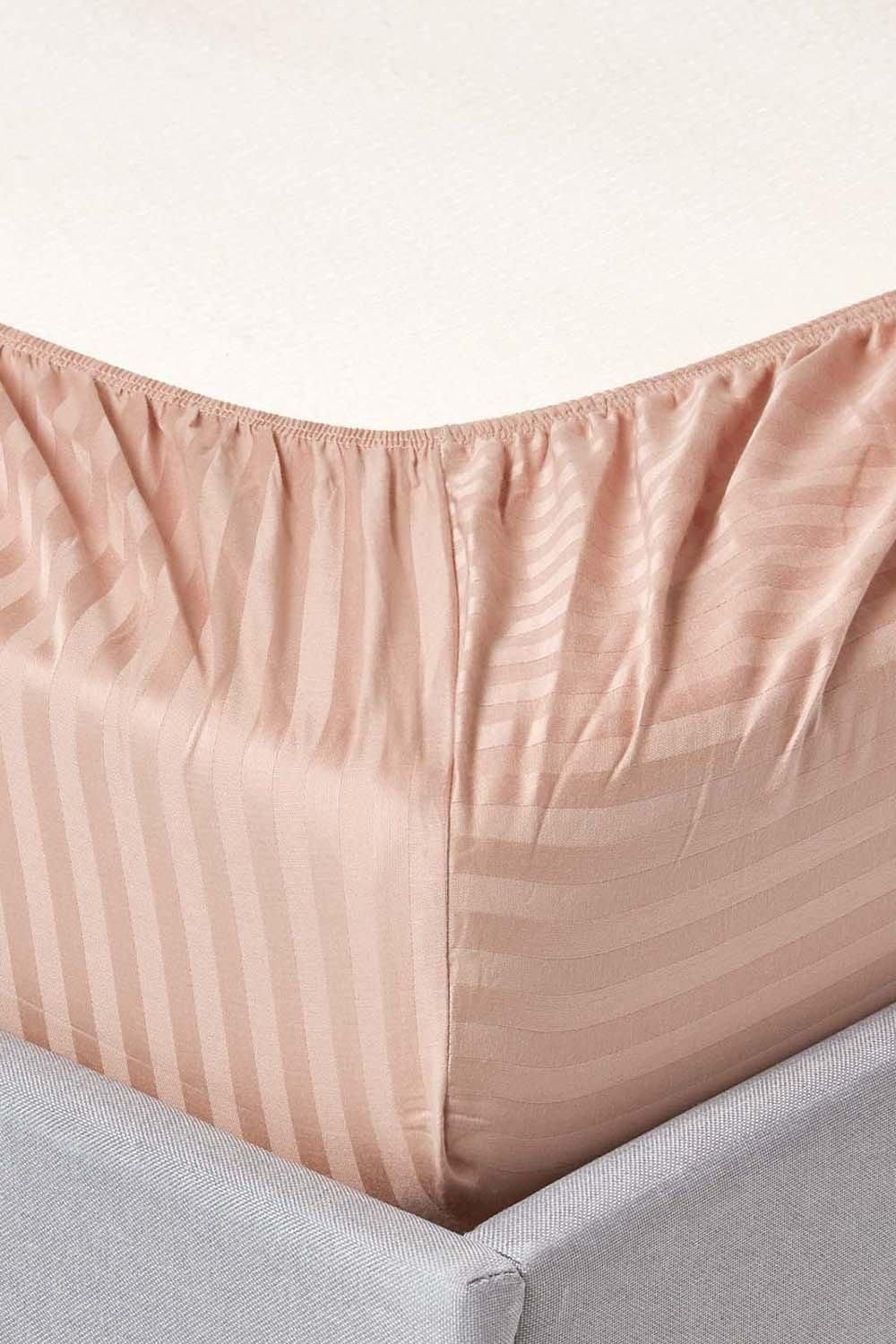 Homescapes Egyptian Cotton Satin Stripe Fitted Sheet 12 inch 330 Thread Count image 2