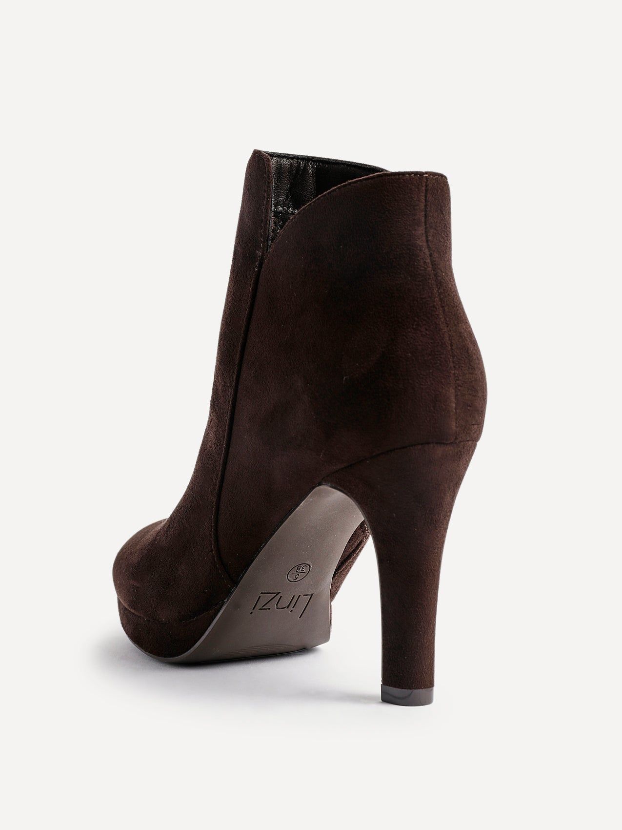 Linzi Layara Brown Faux Suede Small Platform Ankle Boot image 4