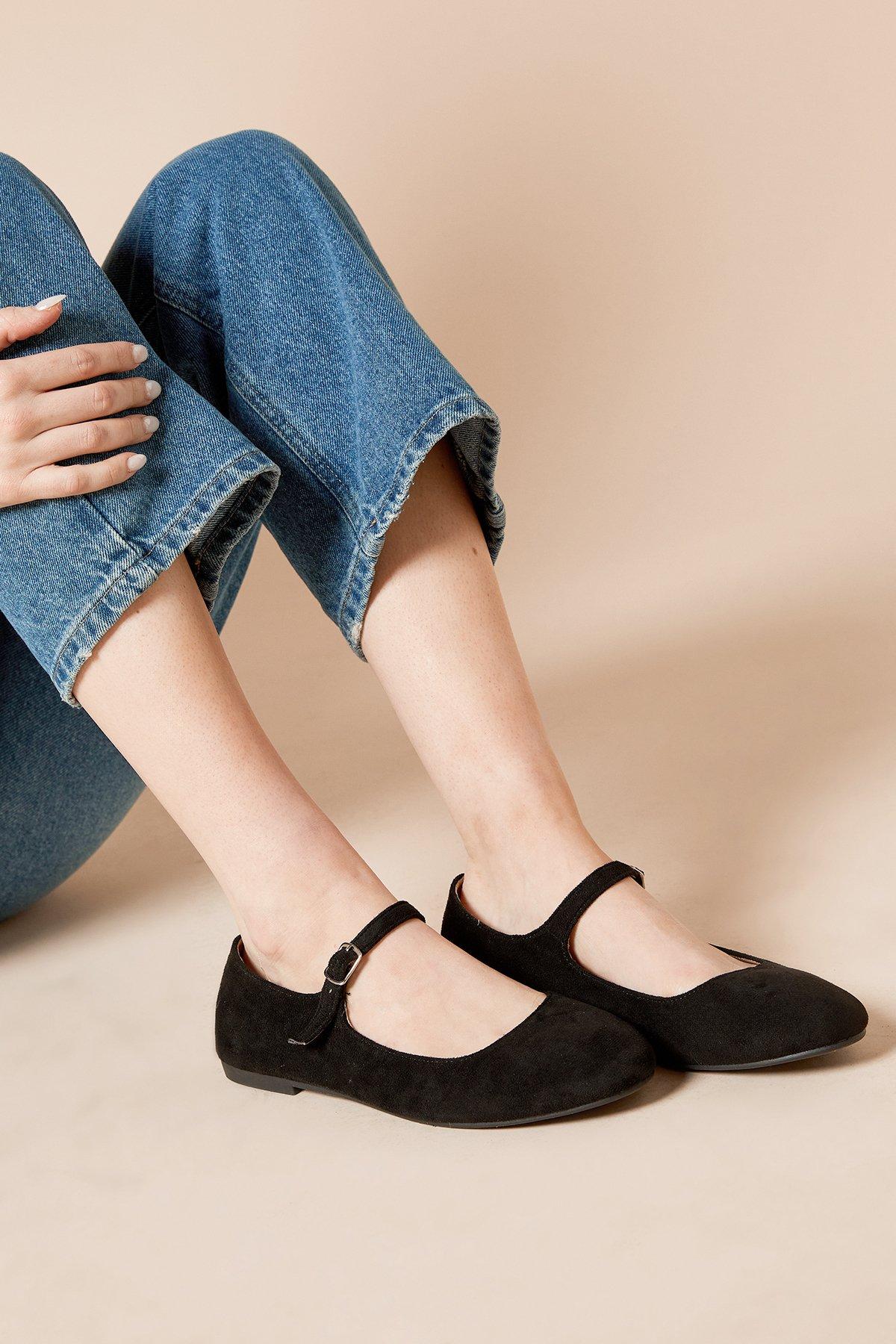 Dorothy Perkins Penny Mary Jane Ballet Pumps Natural Black image 1