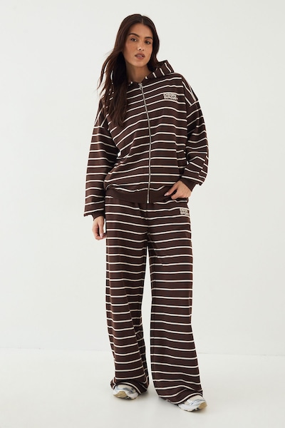 DSGN Studio DSGN Studio Stripe Straight Leg Jogger Dark Chocolate