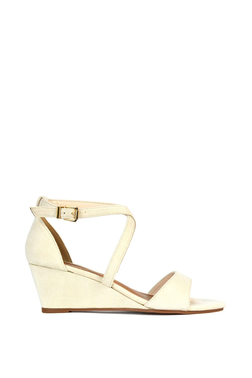 XY London 'Kylie' Strappy Mid Wedge Heel Shoes With Ankle Strap image 1