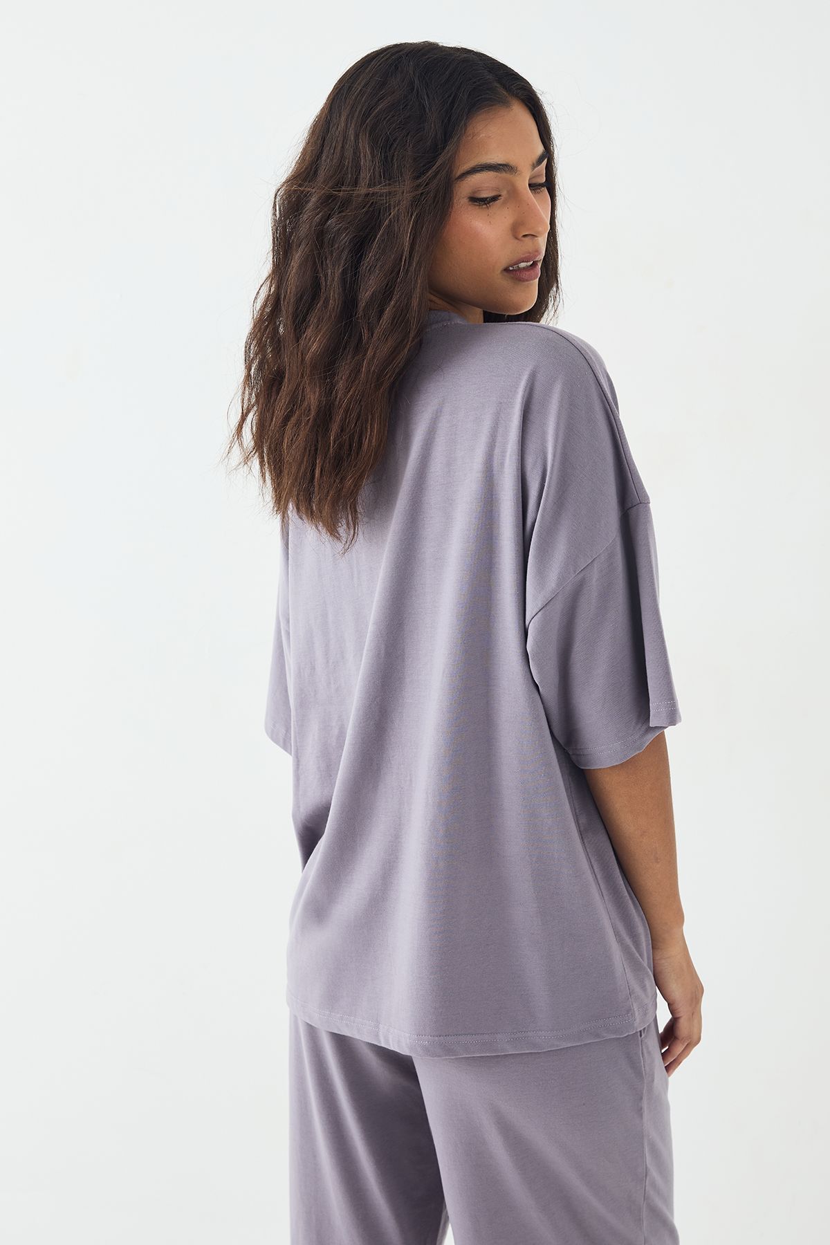 DSGN Studio DSGN Studio Lounge Short Sleeve Oversized Supersoft T-Shirt Mauve image 3