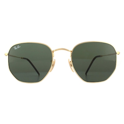 Ray-Ban Square Gold Green Hexagonal 3548N Sunglasses