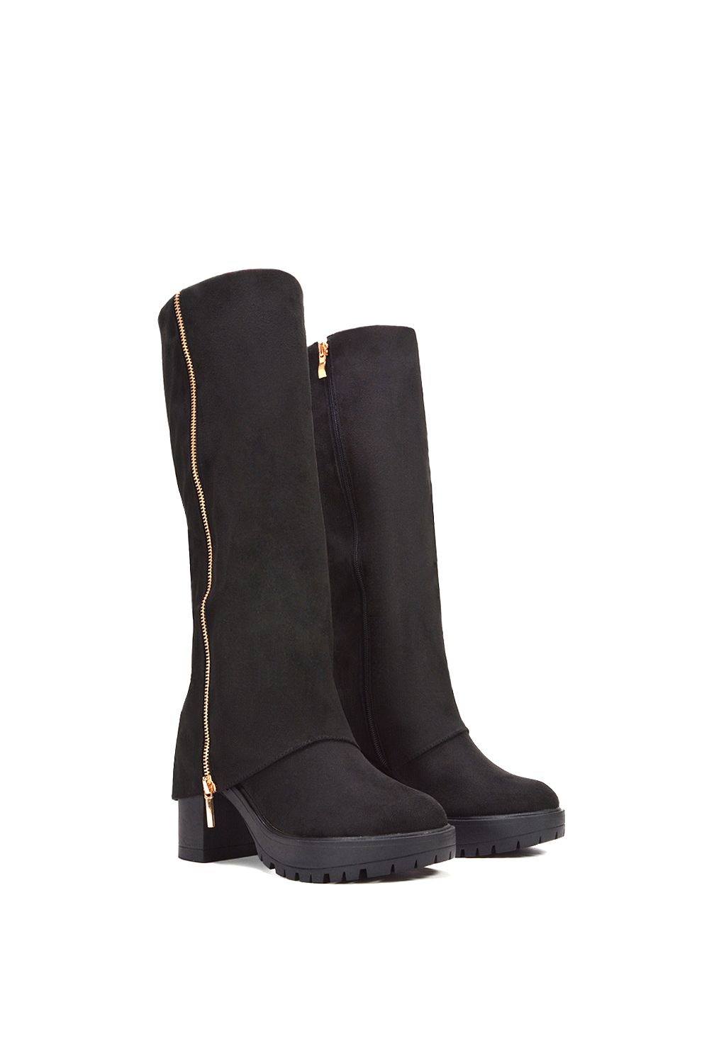 XY London 'Juliana' Chunky Platform Fold Over Knee High Boots image 3