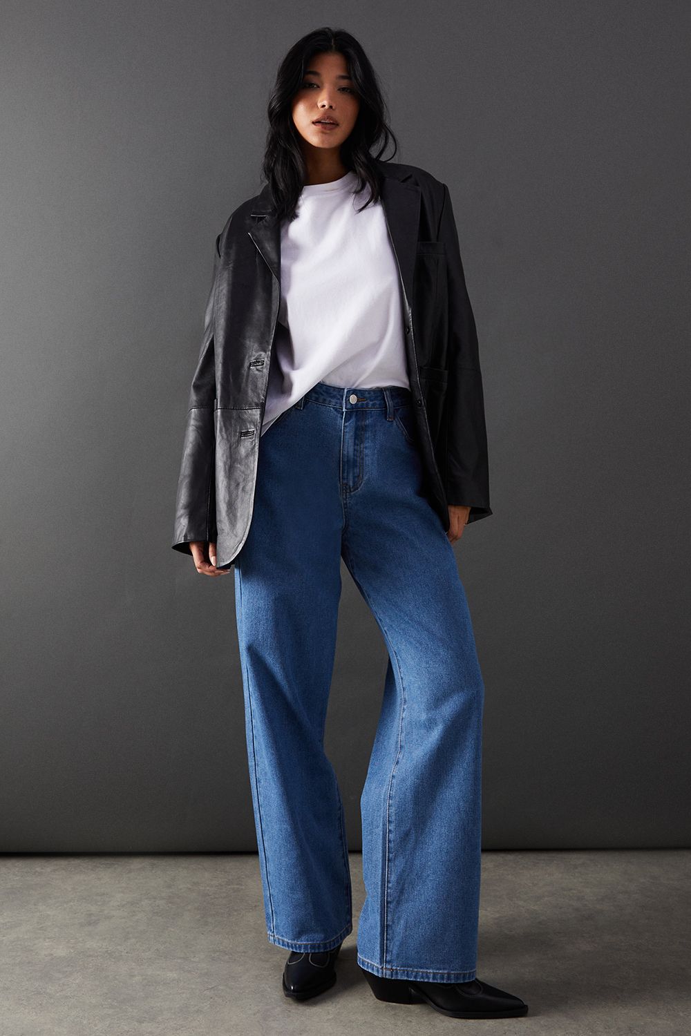 Warehouse Low Rise Denim Dad Jean Mid Wash image 1