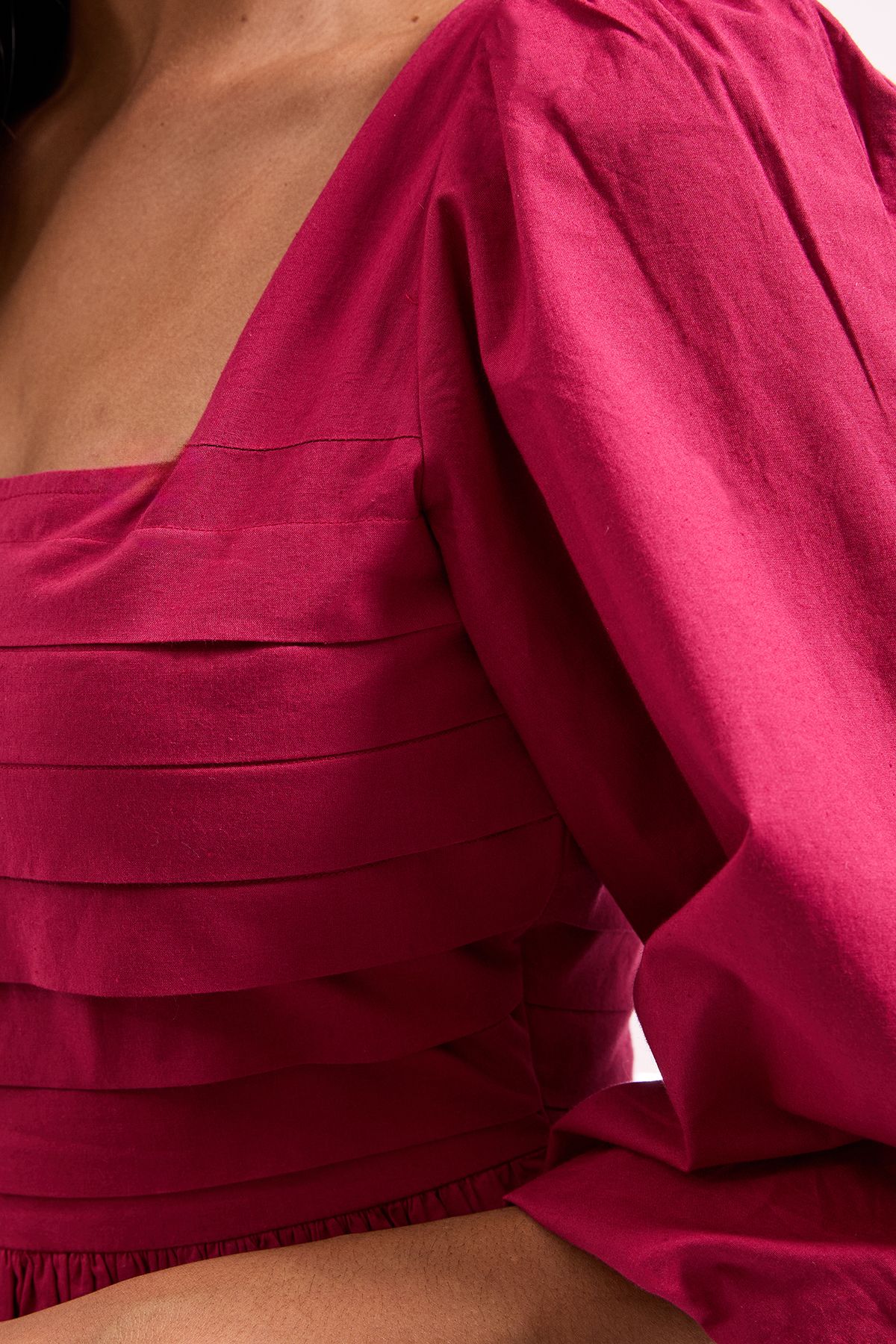 Dorothy Perkins Pleat Bodice Puff Sleeve Midi Dress Rose image 5