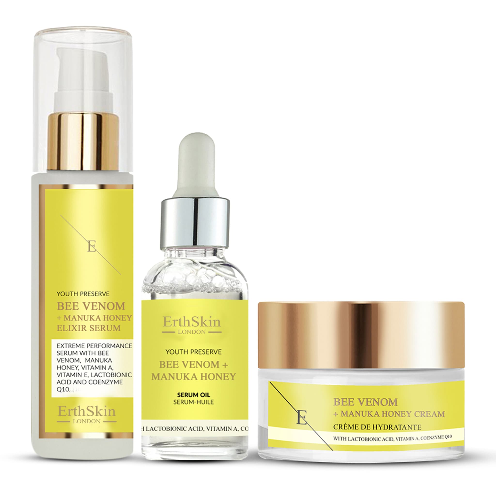 Erth Skin London Bee Venom Honey Glow Revival Set Cream 50ml, Serum 60ml & Serum Oil 30ml image 1