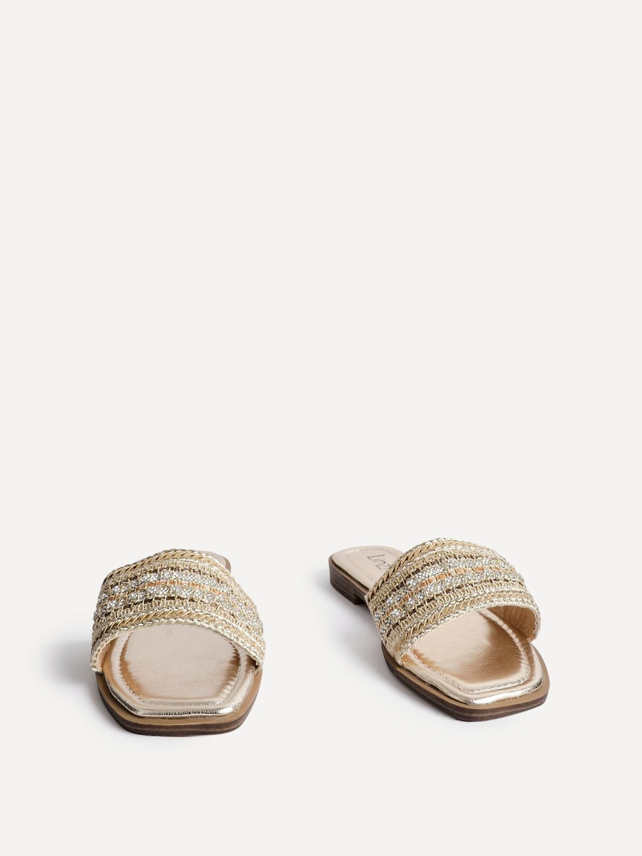 Linzi Fernanda Gold Embellished Slip On Sandals image 3
