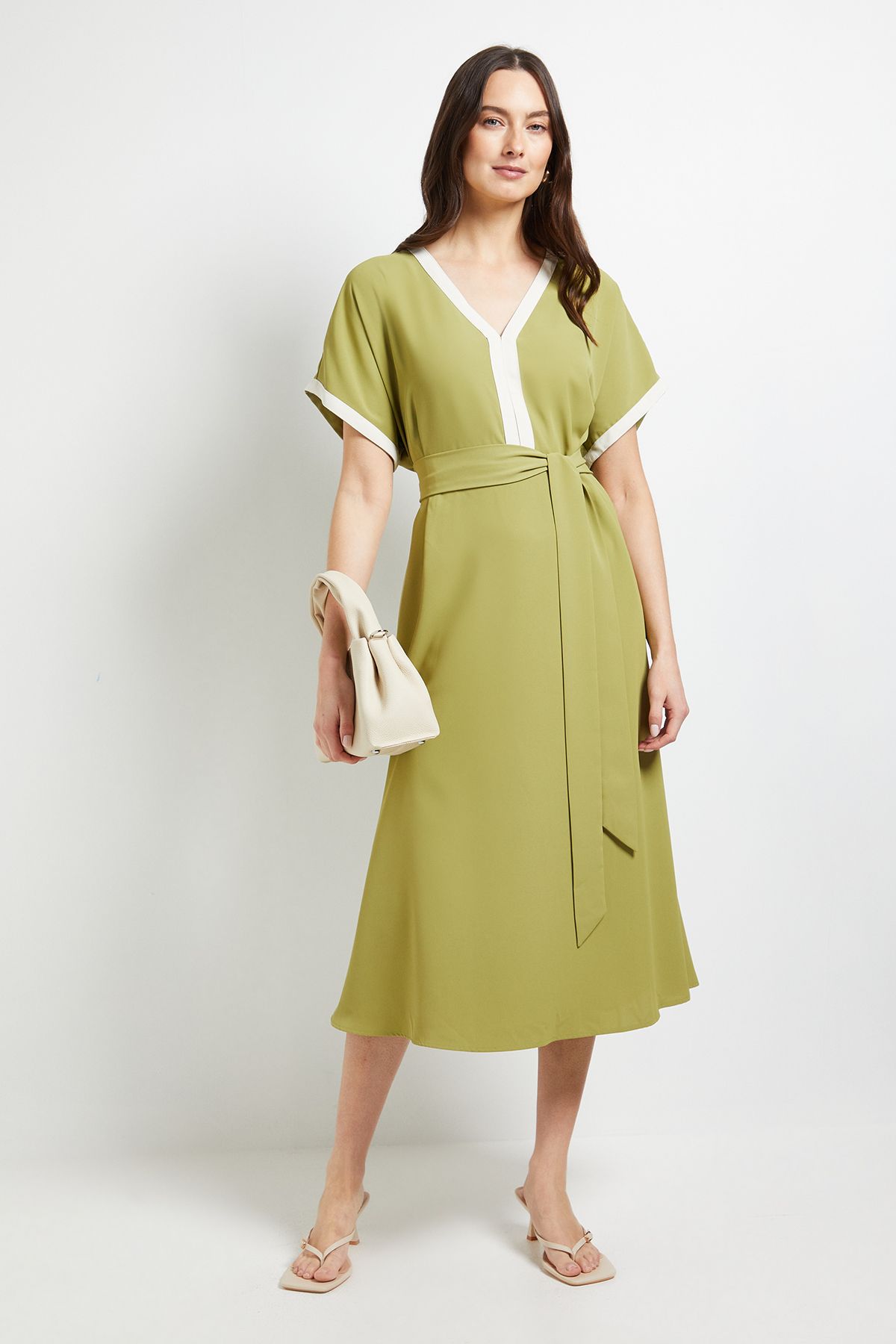 Principles Tipped Notch Neck Kimono Sleeve Dress Light Green image 1