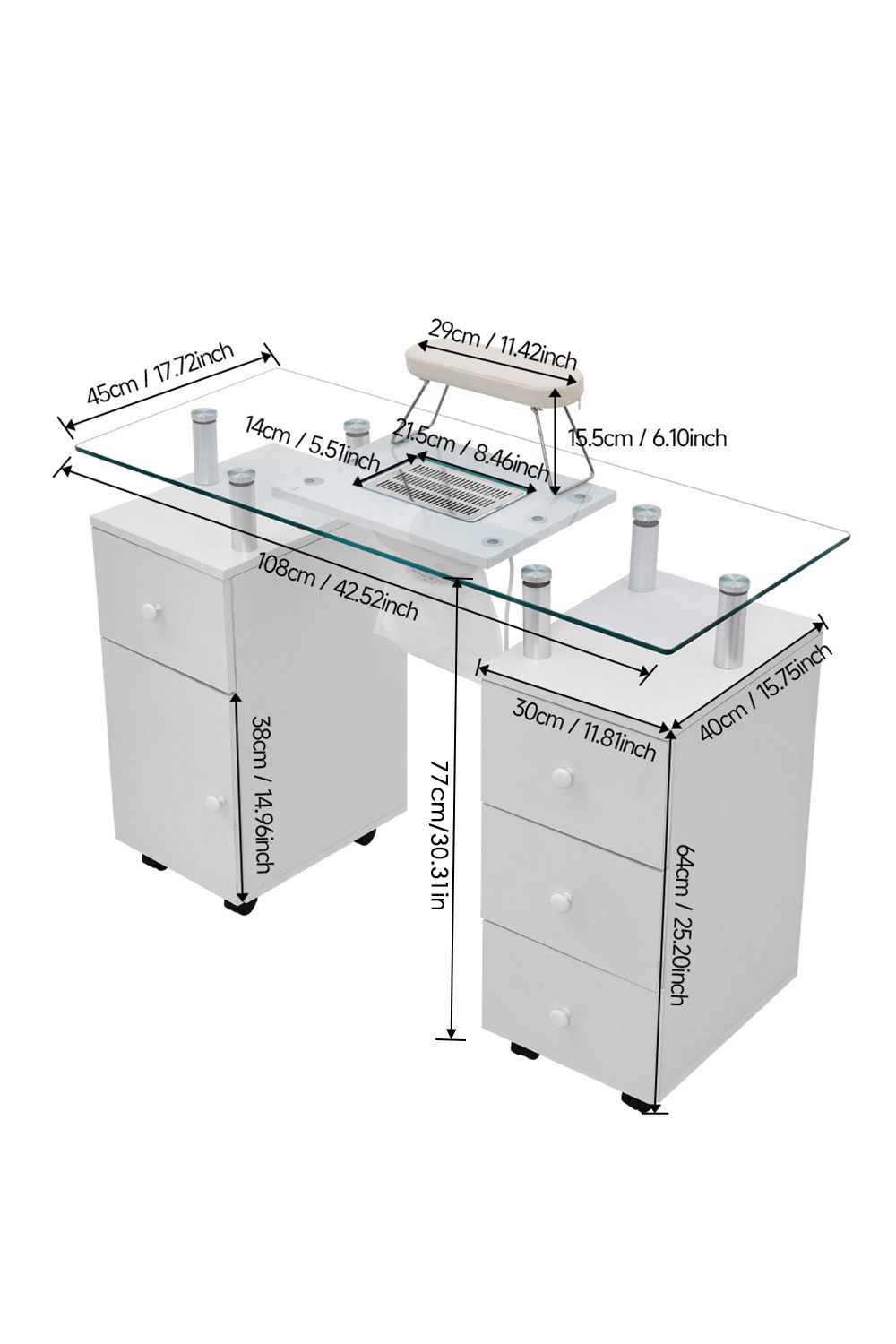 SHEONLY Professional Mobile Manicure Table on Wheels image 6