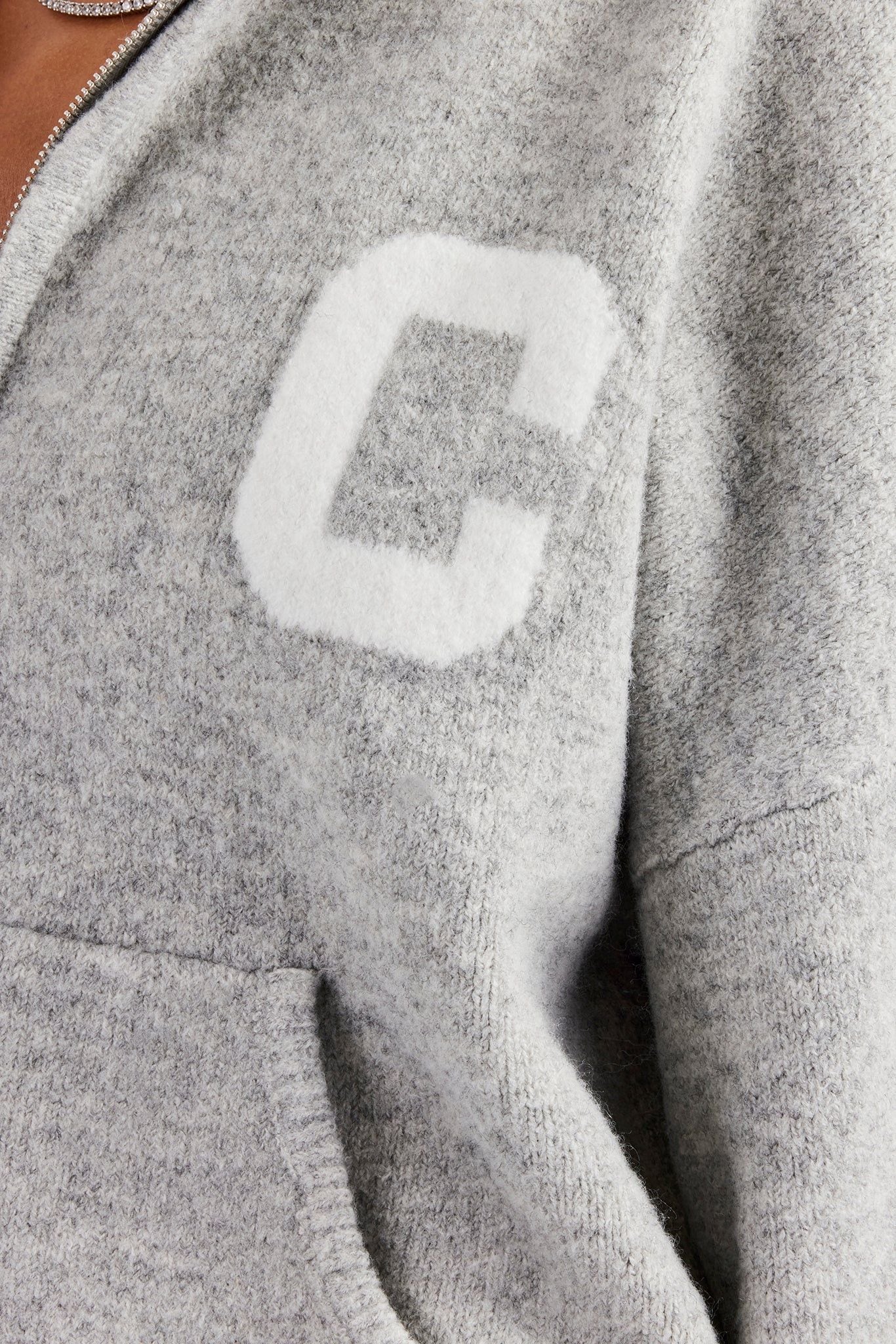 Cernucci Knitted Zip Through Hoodie - Light Grey image 2