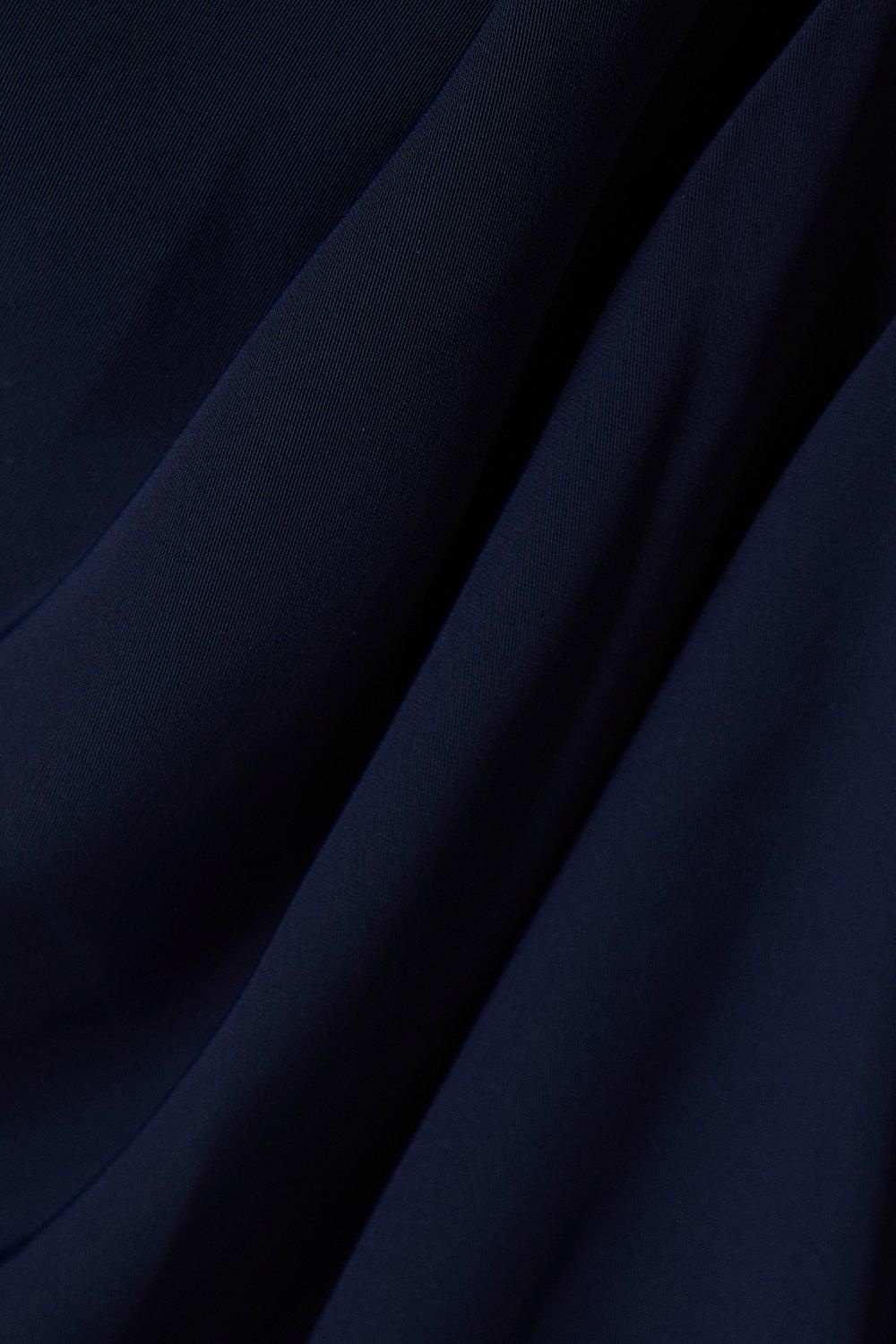 Coast Strapless Midi Wedding Guest Dress With Pleat Detail Navy image 5