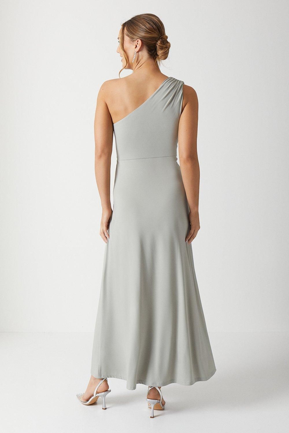 Coast Twist Detail One Shoulder Jersey Bridesmaid Dress Sage image 3