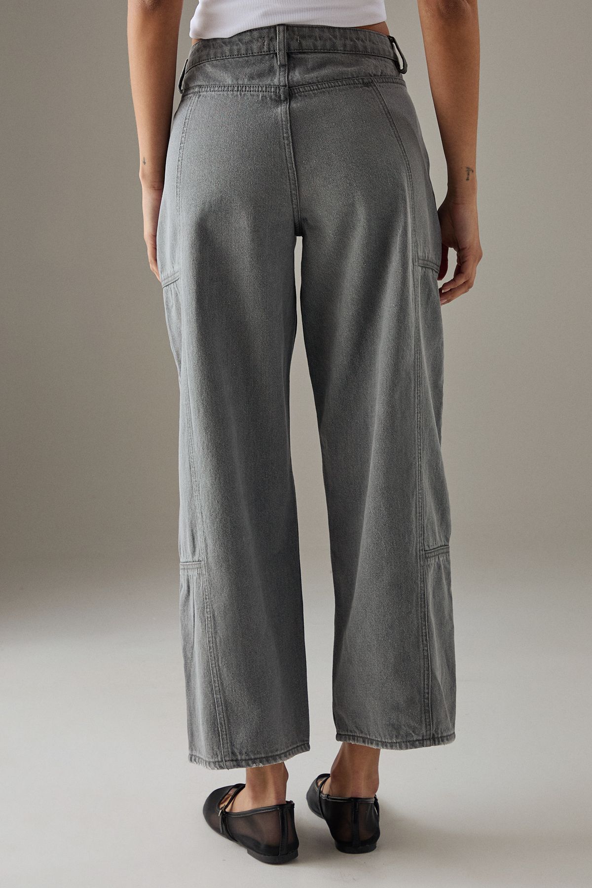 Warehouse Low Waist Denim Jeans With Seam Details Grey image 3