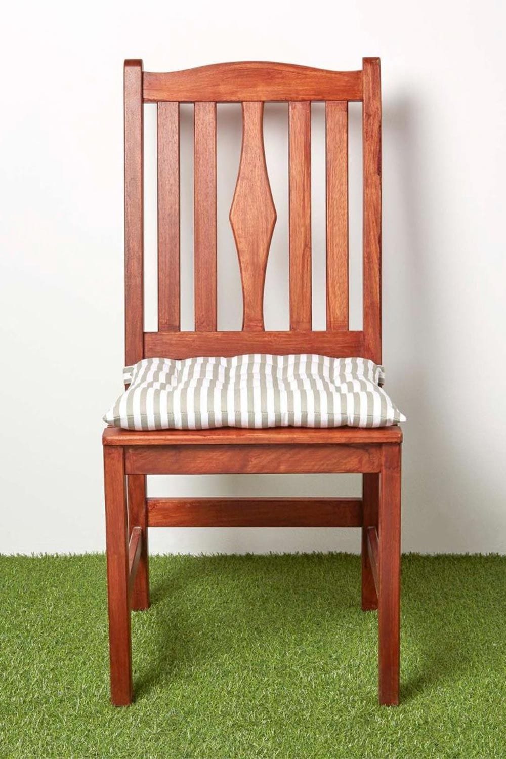 Homescapes Set of 4 Grey Stripe Seat Pad with Button Straps 100% Cotton 40 x 40 cm image 8