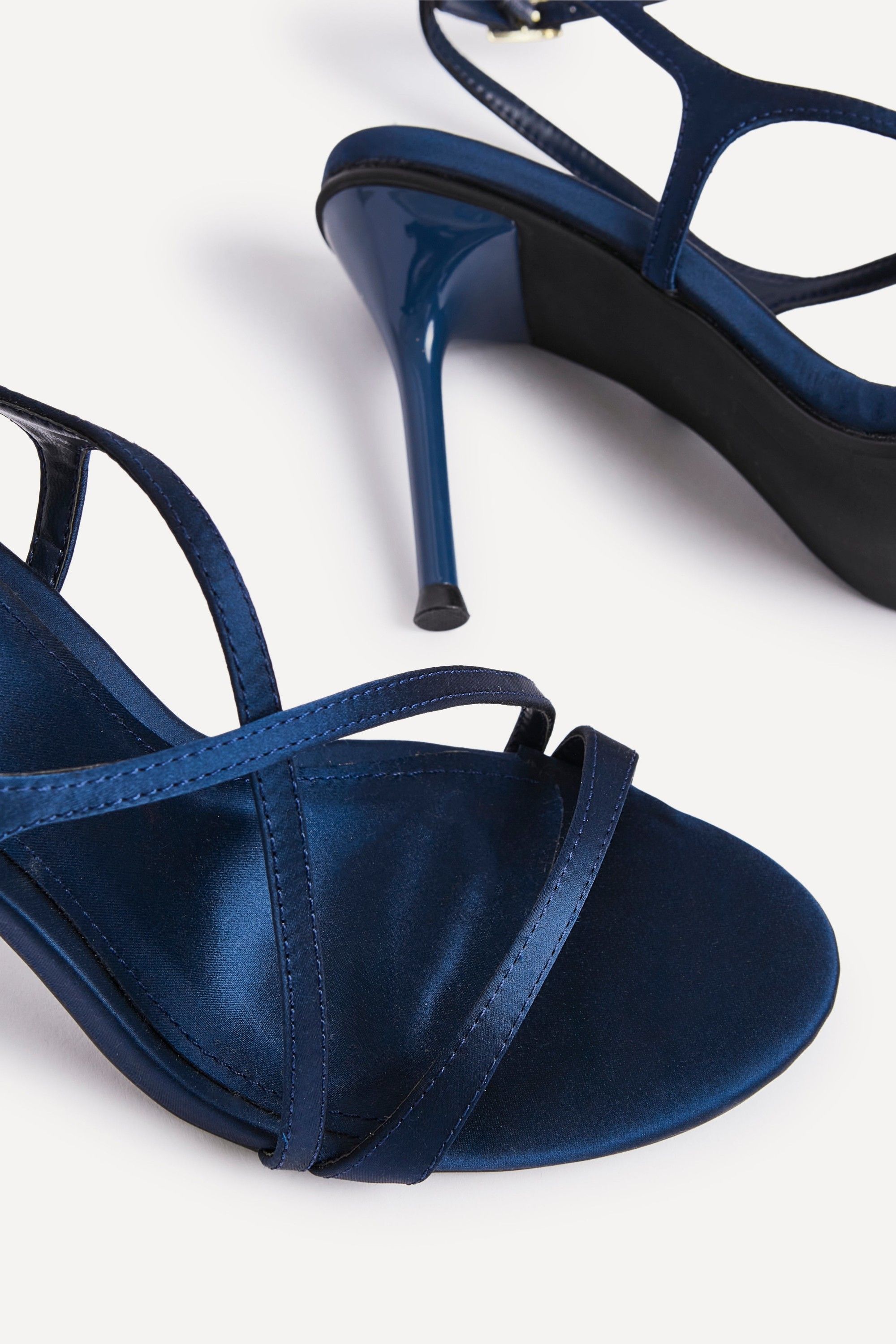 Linzi Taliya Navy Satin Strappy Stiletto Heels image 5