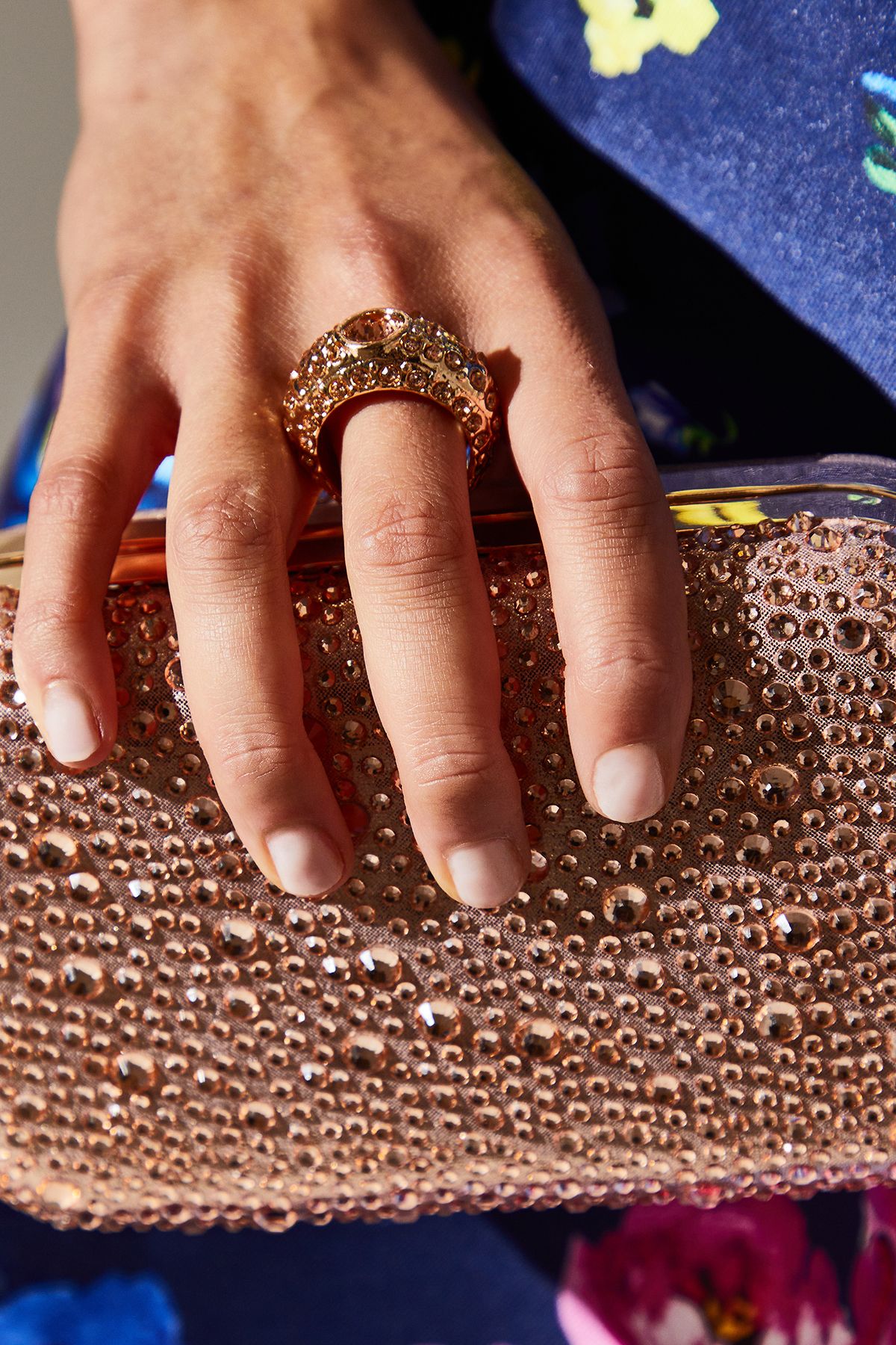 Coast Satin Embellished Hard Clutch Bag Rose Gold image 2