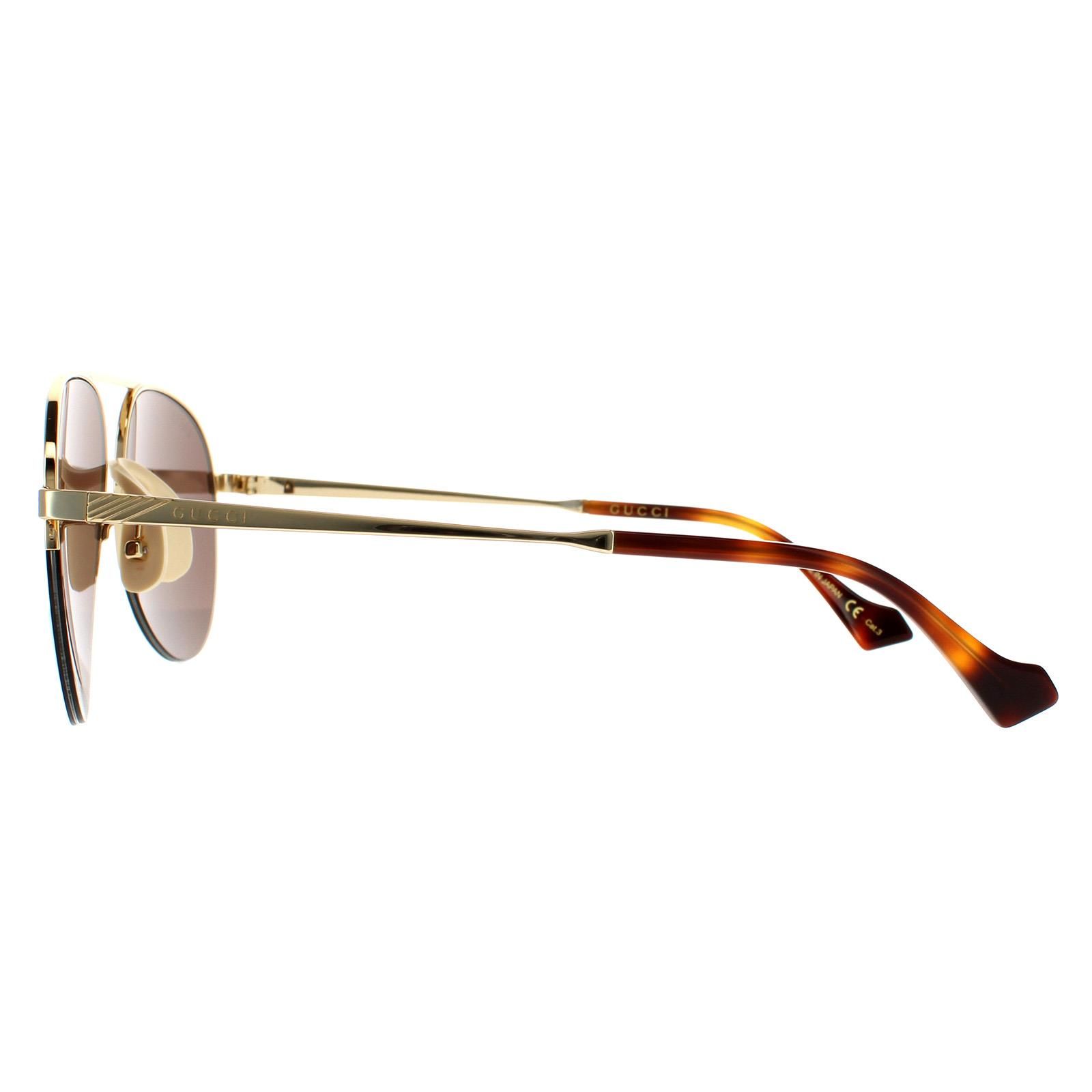 Gucci Aviator Gold Brown Sunglasses image 3