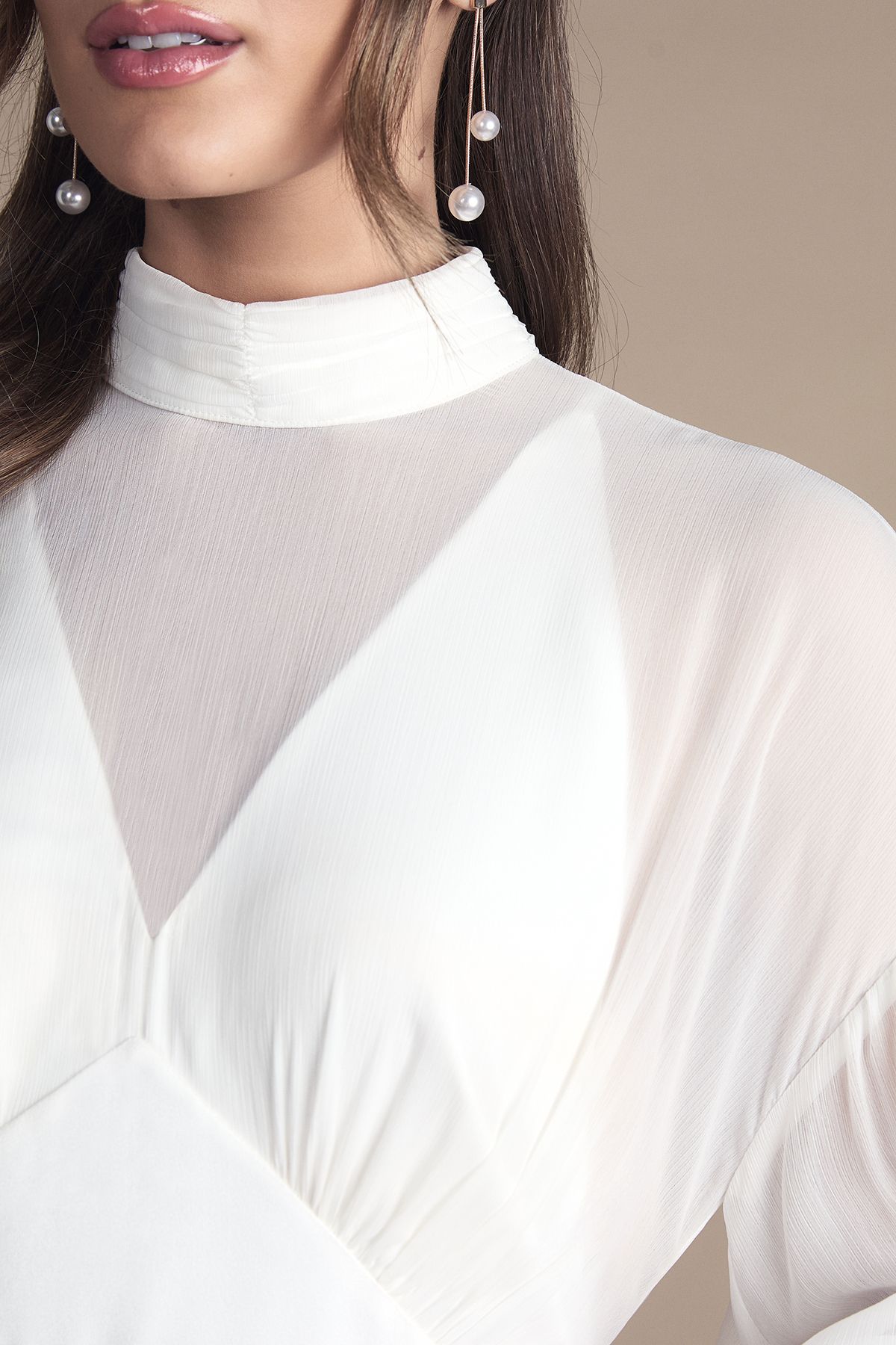 Coast Chiffon Overlay Bohemian Long Sleeve Maxi Wedding Dress Ivory image 5