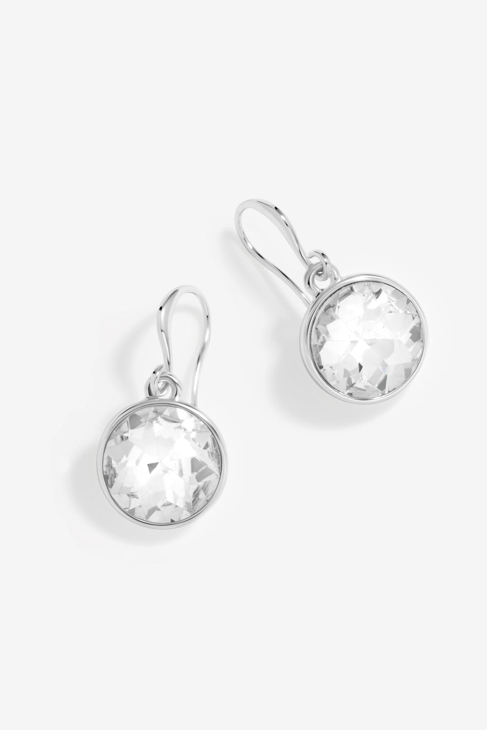 Mood Silver Crystal Round Fish Hook Drop Earrings