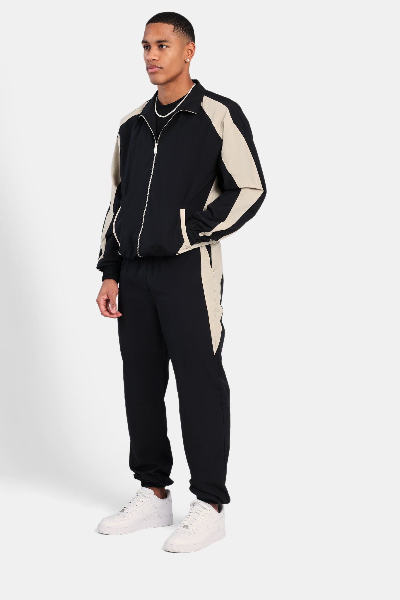 Cernucci Nylon Panelled Track Joggers - Black image 3