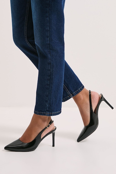 Dorothy Perkins Wide Fit Dasha Sling Back High Stiletto Court Shoes True Black