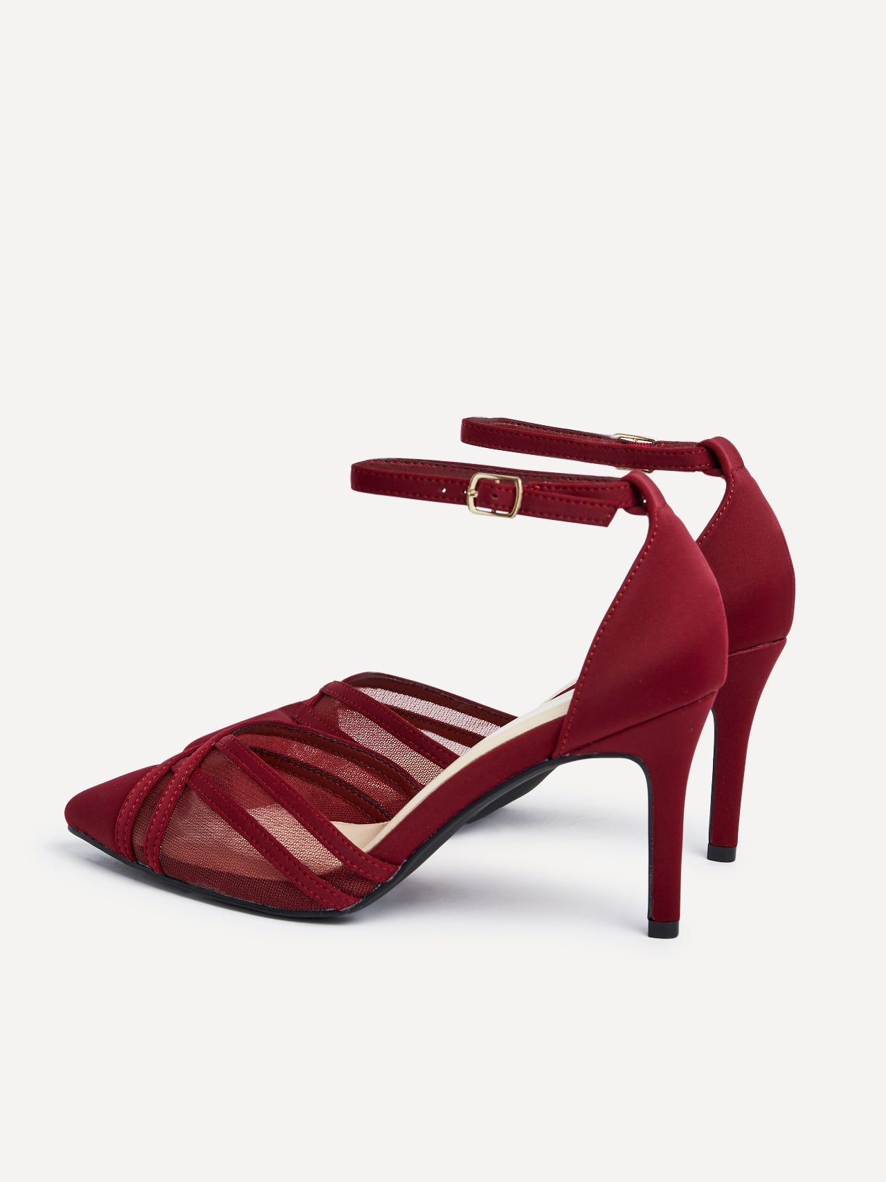 Linzi Siobhan Burgundy Mesh Closed Back Court Heel image 5