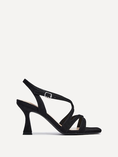 Linzi Liberty Black Faux Suede Square Toe Caged Heel