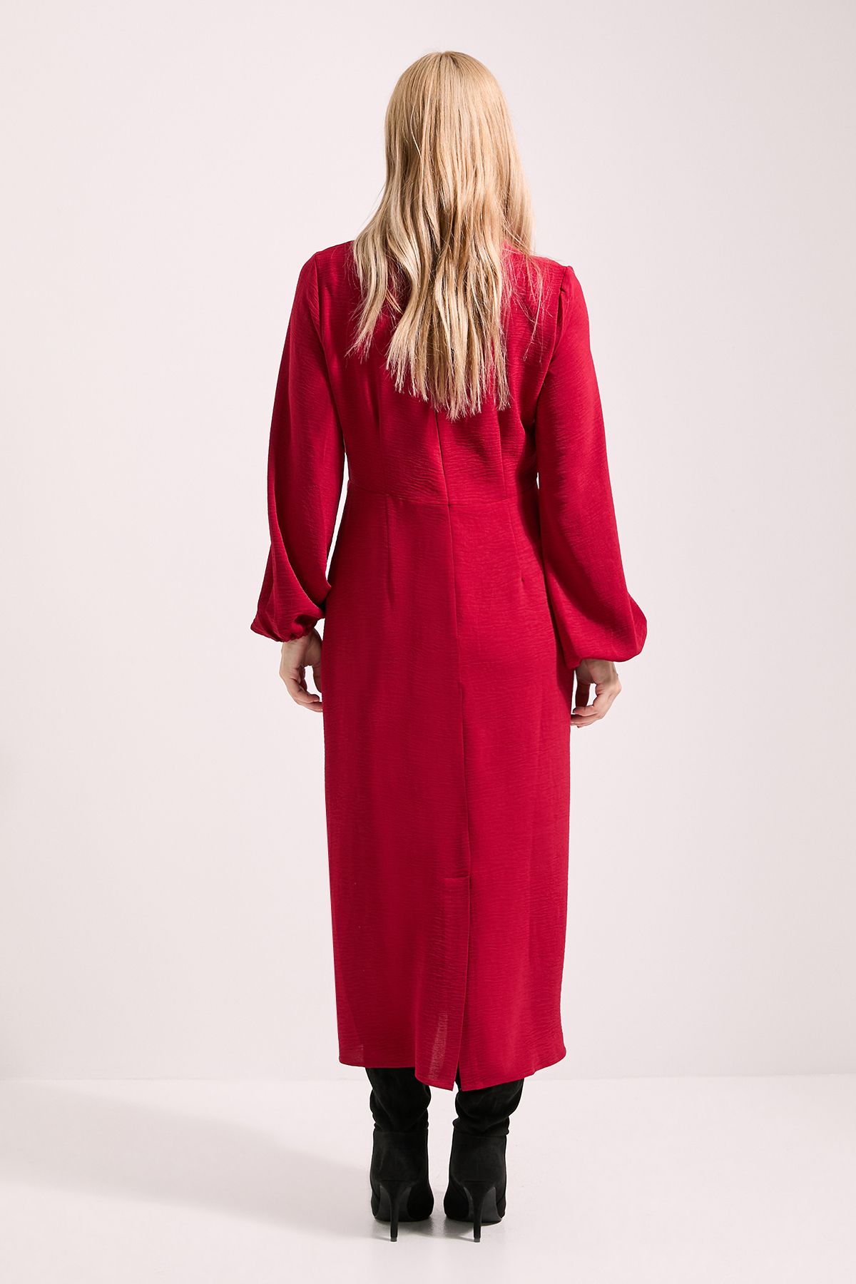 Principles Berry Tuck Front Detail Midi Dress Wine image 3
