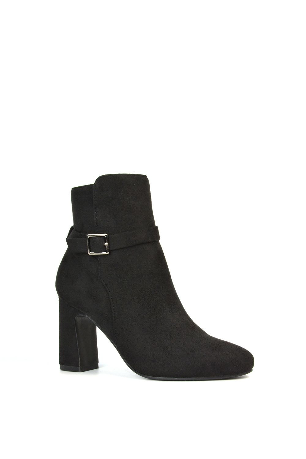 XY London 'Mary' Block Mid High Heel Shoe Booties With Buckle Strap image 2