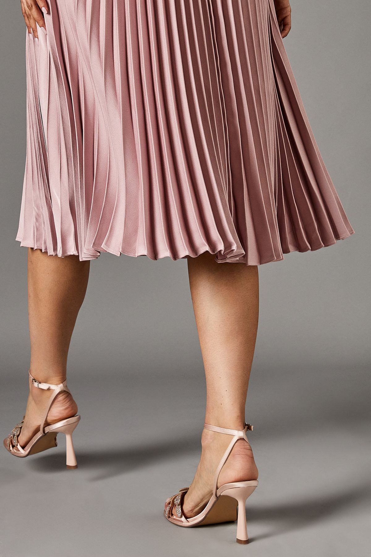 Coast Sandie Satin Diamante Petal High Heel Platform Sandals Mocha image 4