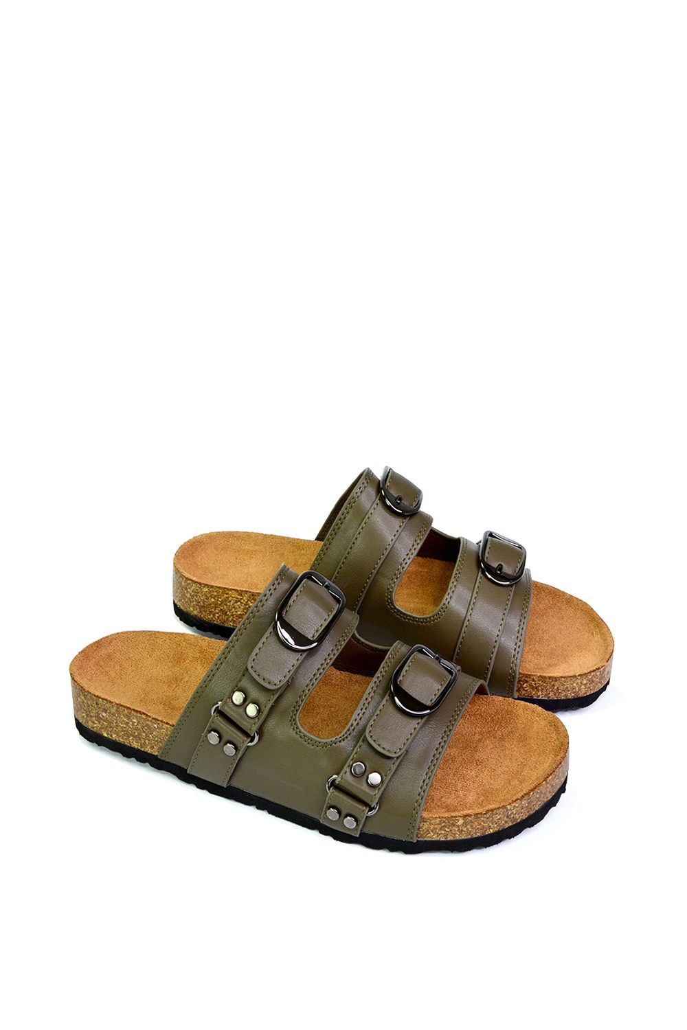 XY London 'Evan' Strappy Slip On  Buckle Flat Sandal Sliders image 3